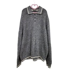 Ted Baker London Tames Polo Sweater Grey 3 Button Classic Polo Collar 2XL